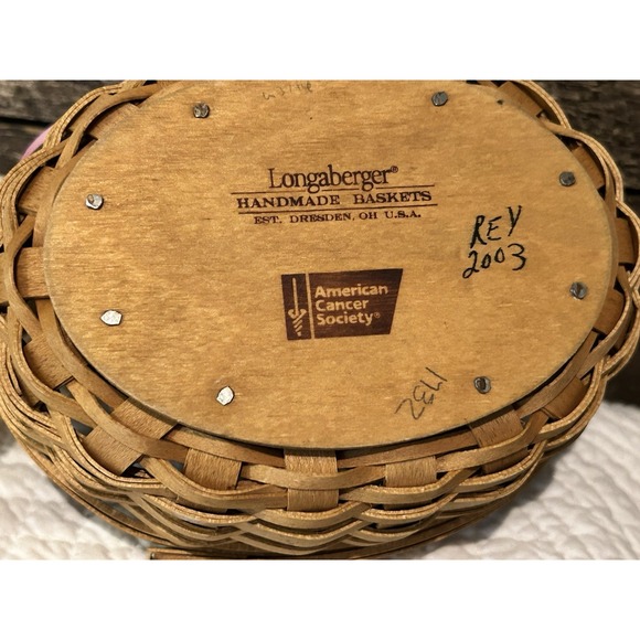 Longaberger Basket Floral Fabric Liner & Protector w/Hope Pin 2003. - Picture 8 of 8